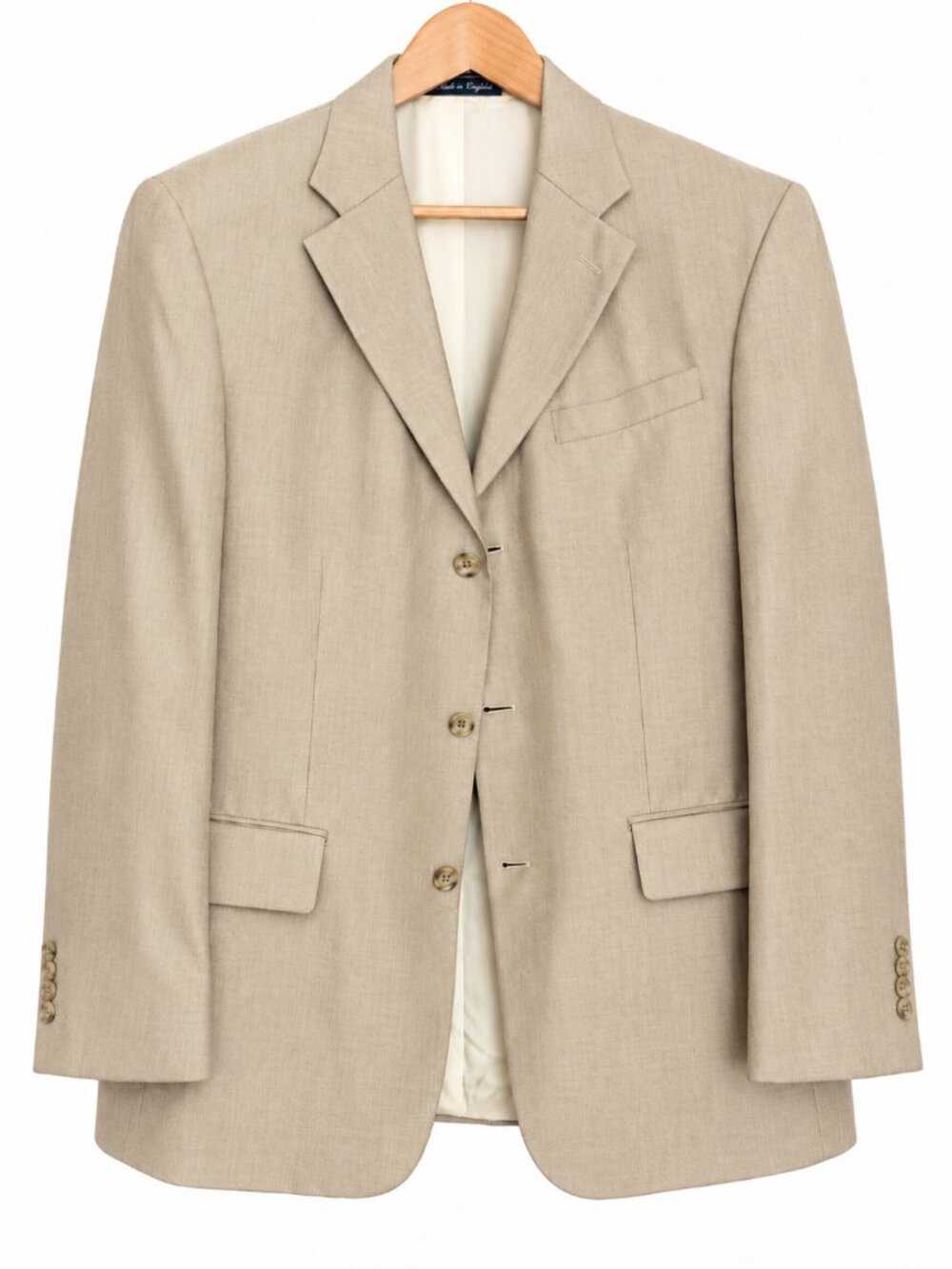 Oscar de la Renta Sport Coat Mens 40R Silk Wool Beige Blazer Jacket